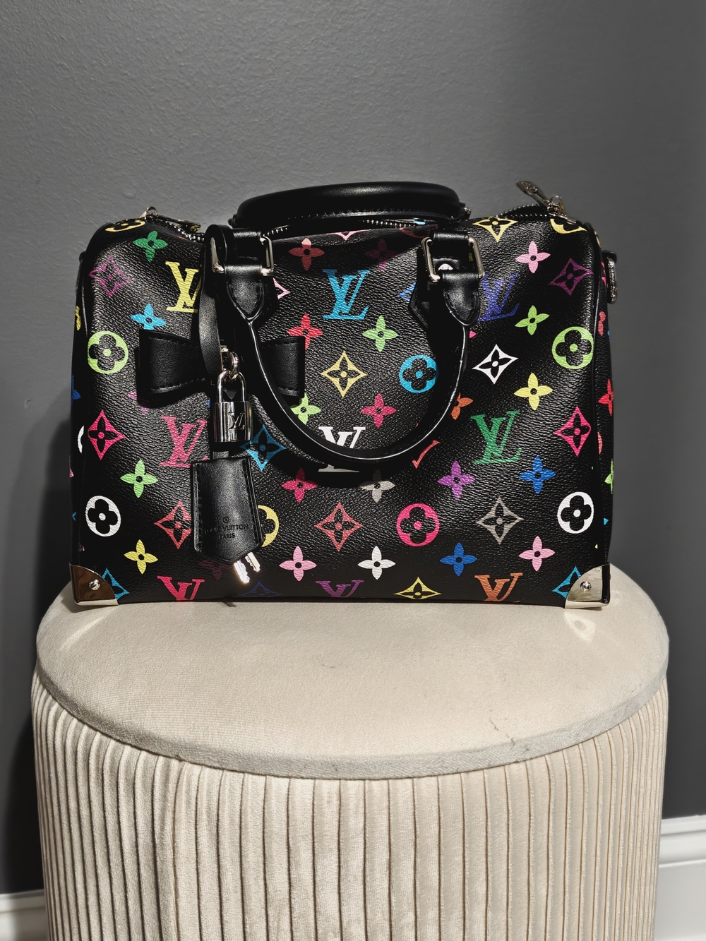Louis Vuitton Black Multicolor Monogram Satchel